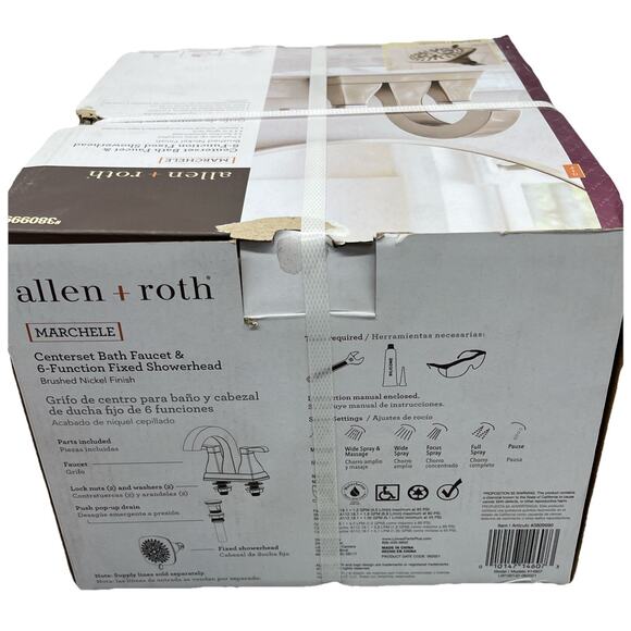 Allen + Roth Marchele Brushed Nickel Bathroom Faucet Drain, Shower Head Included - Picture 2 of 12